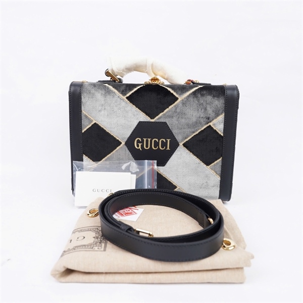 Túi GG cốp đen phối xám (722180-498879) sz27 (PN) KG+