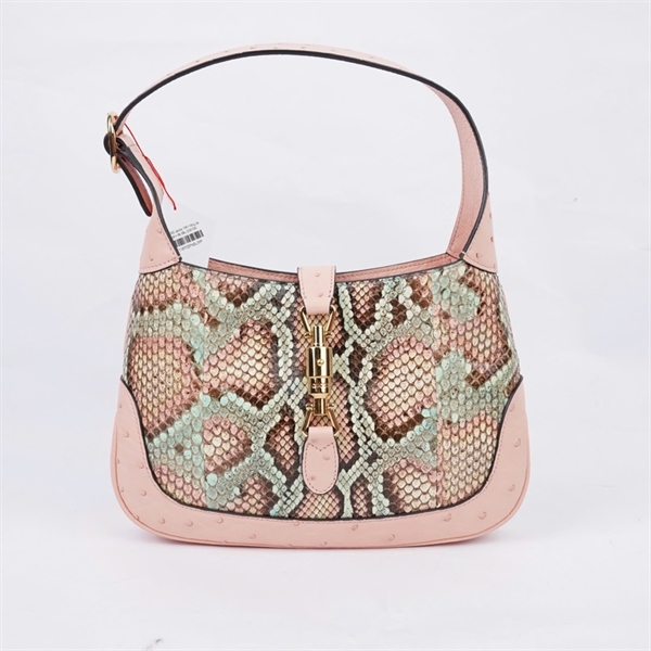 Túi GG Jackie 1961 hồng da trăn+ đà điểu (636706-520981) sz27 (PN) KG+