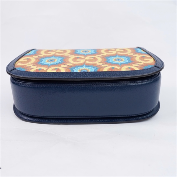 Túi GG Bamboo họa tiết xanh vàng kèm gương (678489-486628) sz25 (PN) KG+