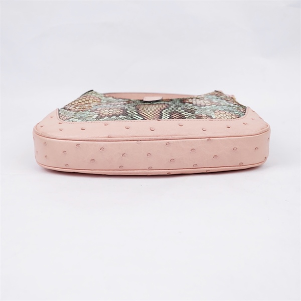 Túi GG Jackie 1961 hồng da trăn+ đà điểu (636706-520981) sz27 (PN) KG+