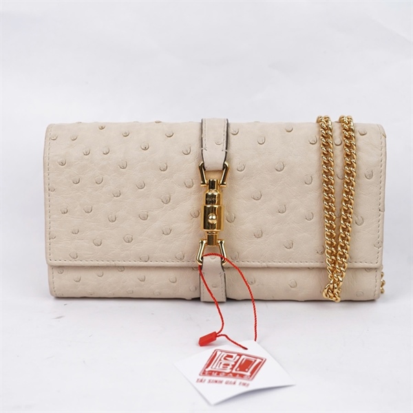 Túi GG đeo chéo trắng da đà điểu (652681-0416) sz19 (PN) KG+