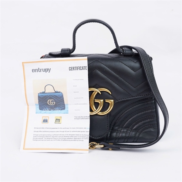 Túi GG Marmont Handle đen (547260-493075) sz20 (PN) KG+