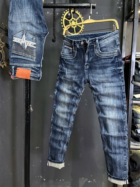 Jean THREE - TD744-Q Premium SS25 xanh sáng dập da