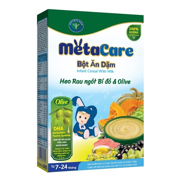 Bột ăn dặm Heo rau ngót bí đỏ & olive 7-24M