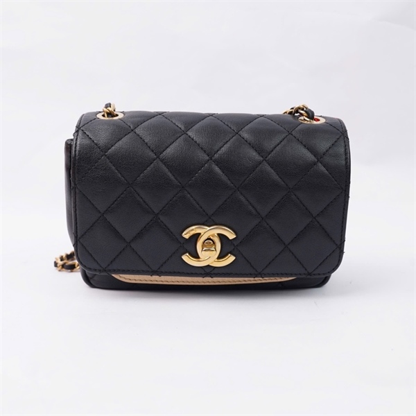 Túi Chanel đen kèm ví có hoa đính kèm (24414593) sz17 (HC) +