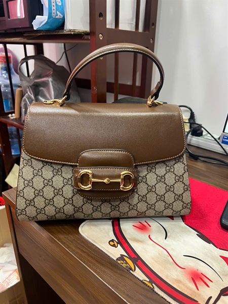 Túi GG Horsebit 1955 nâu 2strap (I038661814) miệng sz25- đáy sz29 (HT) +