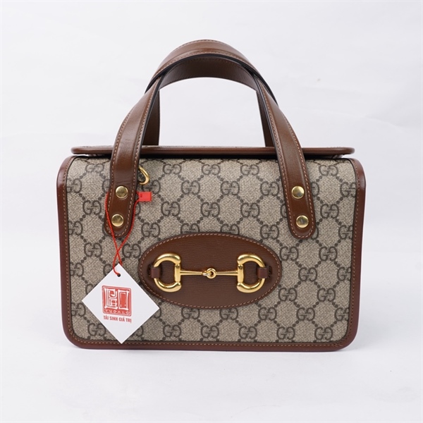 Túi GG Horsebit 1955 xám viền nâu (A035273304) sz23 (HT) +