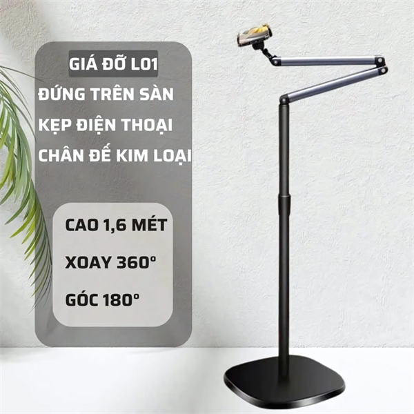 Giá Đỡ Điện Thoại L01 Xoay 360 Độ - Chất Liệu Kim Loại - Thùng 10c