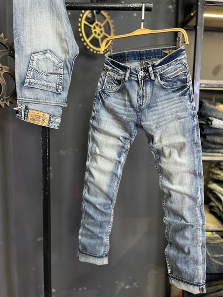 Jean Dài -Selvedge Denim Disol- A8812 xanh was rách
