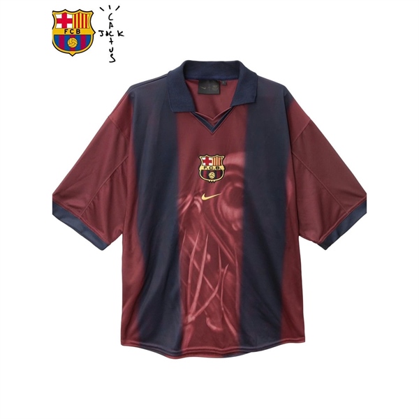 Áo bóng đá retro barca travis 2025 vải Cotton Polyester thời trang blockcore