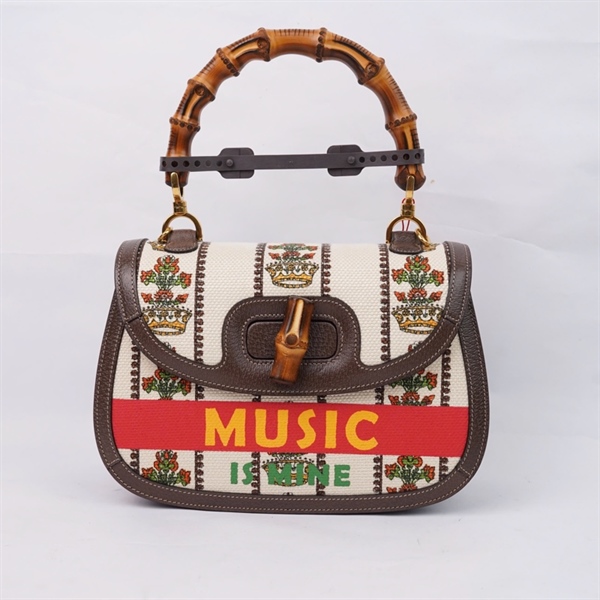 Túi GG Bamboo nude họa tiết 2 strap kèm gương (681173-486628) sz26 (HT)+