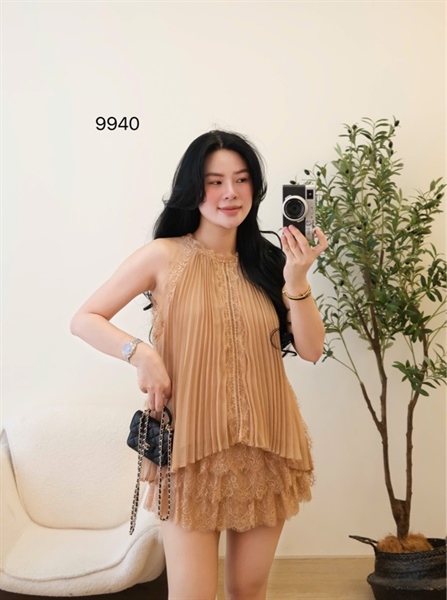 Set yếm xếp ly cv ren tầng 9940