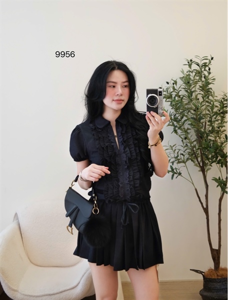 Váy bò bèo ngực xếp ly ( XANH ) 9956