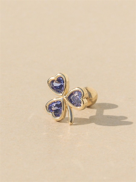 14K Lucky violet clover piercing
