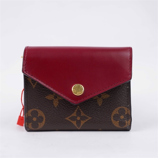 Ví LV hoa nâu gập 3 nắp đỏ (MI3139) (LT) KG+