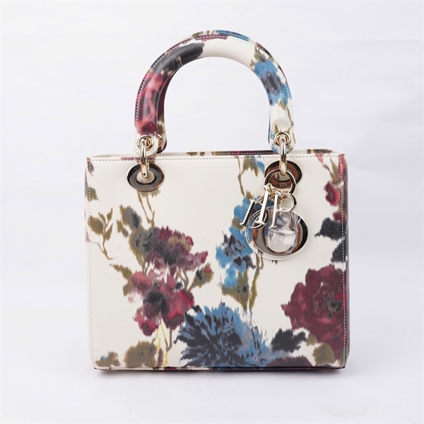 Túi Dior Lady trắng in họa tiết (04-MA-0253) szM +