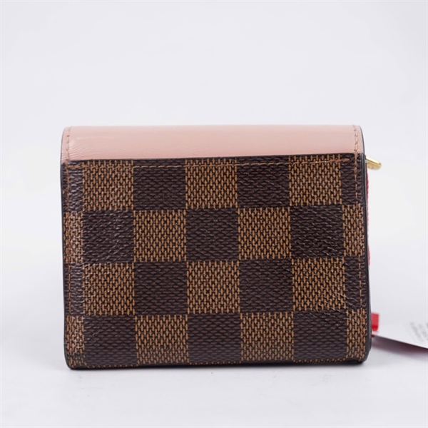 Ví LV ô vuông nâu gập 3 nắp hồng (TN3189) (LT) KG+