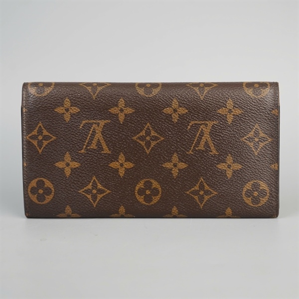 Ví LV hoa nâu có nắp nút hồng KG+