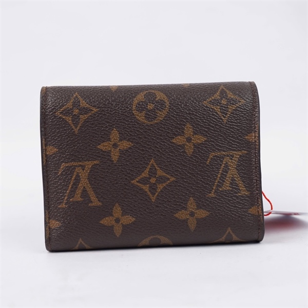 Ví LV hoa nâu gập 3 nút hồng (MI0147) (LT) KG+
