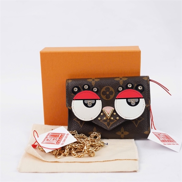 Ví LV hoa nâu gập 3 hình cú (LT) KG+