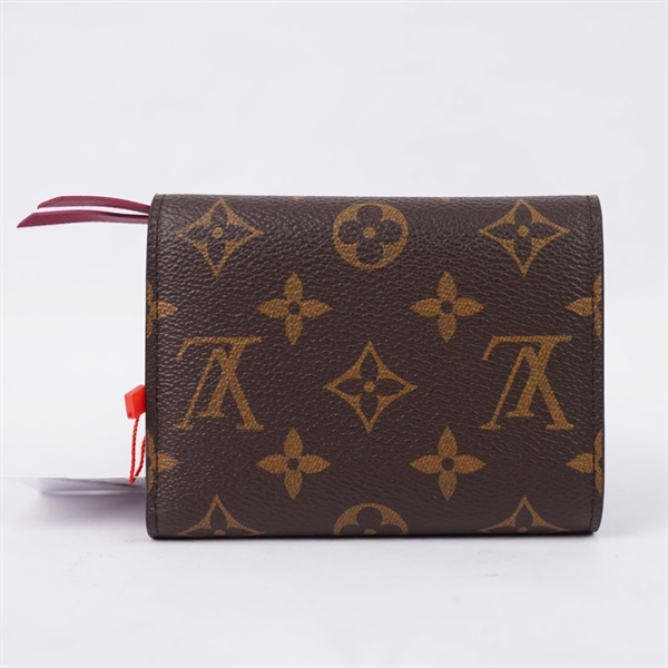 Ví LV hoa nâu gập 3 nút vàng lòng đỏ (LT) KG+