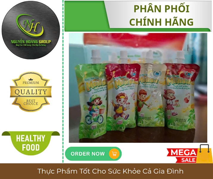 SƠN HẢI - Nước Melisa Mix vị yến, bí đao, chanh leo, vải Túi 120g*4 TÚI/THÙNG