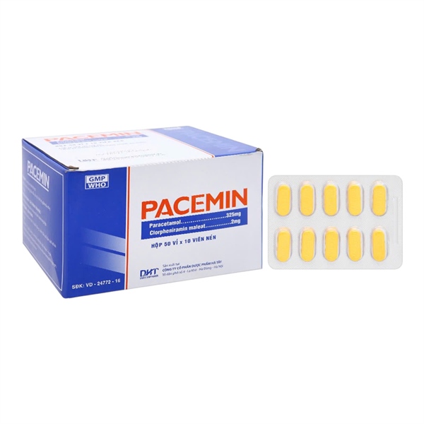 Pacemin (Paracetamol 325mg + Clorpheniramin 2mg) (H*50vỉ*10viên nén) - Hataphar