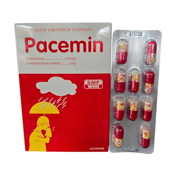 Pacemin (Paracetamol 325mg + Clorpheniramin 2mg) (H*10vỉ*10viên) - Hataphar