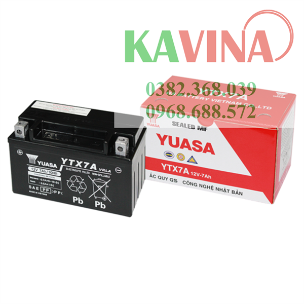 Bình ắc quy xe máy GS YUASA YTX7A (12V-7Ah)