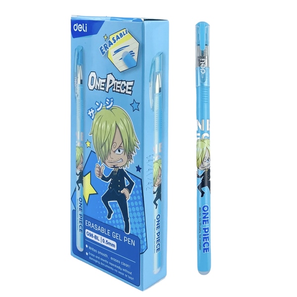 Bút Gel Xóa One Piece Deli Sanji CG98-BL – 0.5mm (Mực xanh - Hộp 12 Cây)