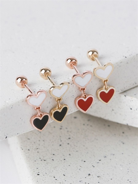 14K Double heart piercing