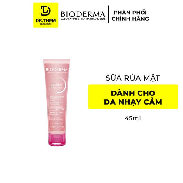 Sữa Rửa Mặt Tạo Bọt Cho Da Nhạy Cảm Bioderma Sensibio Gel Moussant Gel (Hồng)