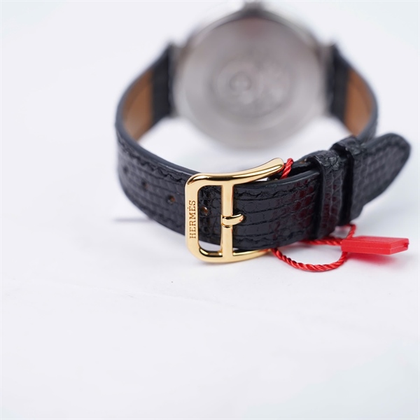Đồng hồ Hermes viền vàng dây đen (410766) sz38 (HN) KG+