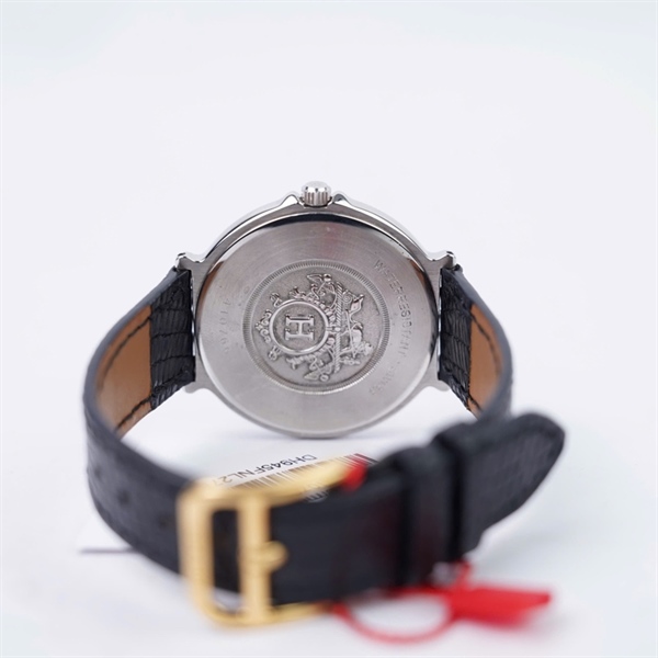Đồng hồ Hermes viền vàng dây đen (410766) sz38 (HN) KG+