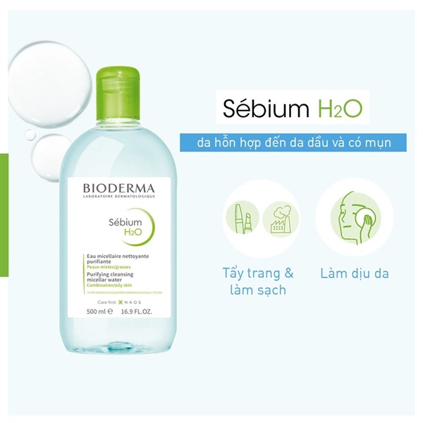 Nước Tẩy Trang Bioderma - Sebium H20 500ml (To Xanh)