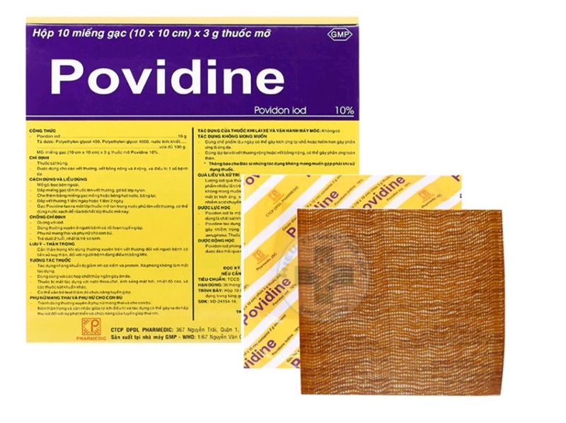 Povidine 10% gạc (Hộp 10 miếng) - Pharmedic 2