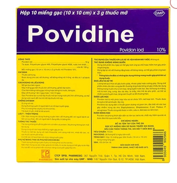 Povidine 10% gạc (Hộp 10 miếng) - Pharmedic