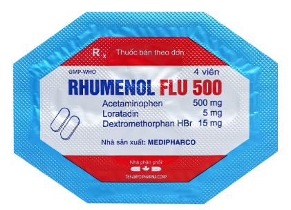 Rhumenol Flu 500 xanh (H*25vỉ*4viên) - Medipharco/Tenamyd 2