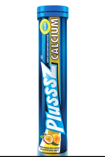 Plusssz calcium hương đào chanh leo không đường (Tub*20viên sủi) - Balan