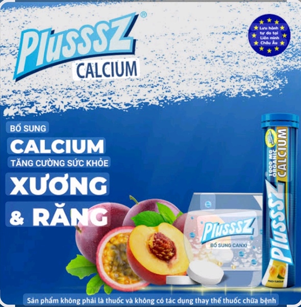 Plusssz calcium hương đào chanh leo không đường (Tub*20viên sủi) - Balan 2