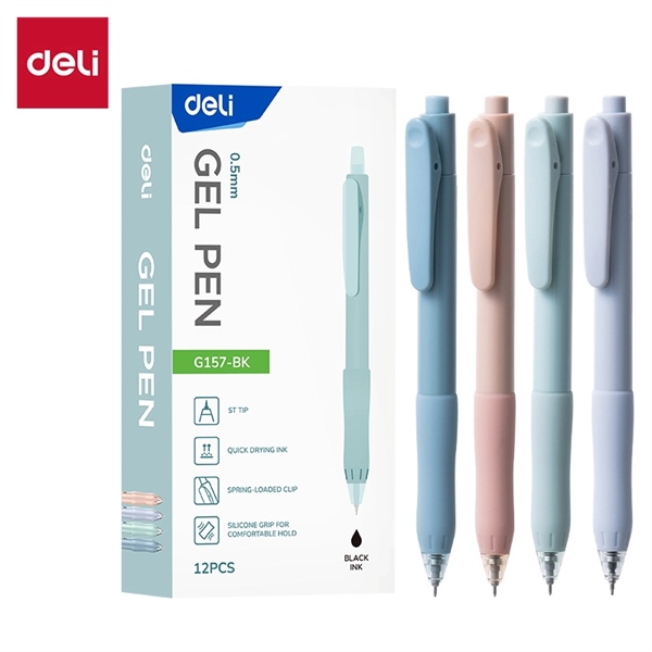 Bút Gel Deli G157-BL – Dòng Bút Công Thái Học, Thoải Mái Suốt Ngày (0.5mm, Mực Xanh, 12 Cây/Hộp)