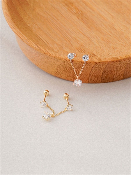 14K Cubic duo chain piercing