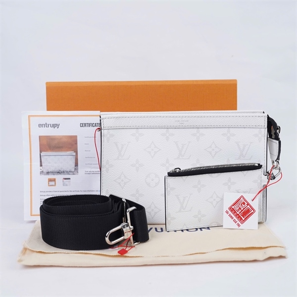 Túi LV Clutch hoa trắng kèm ví sz22 KG+