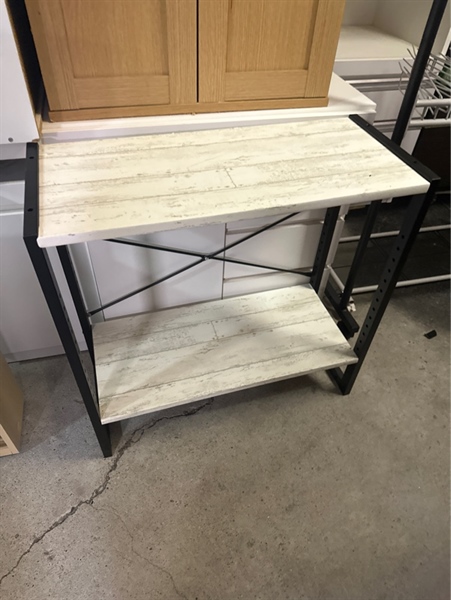 Kệ 2 tầng trắng xám khung sắt đen