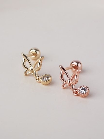 14K Bling butterfly piercing