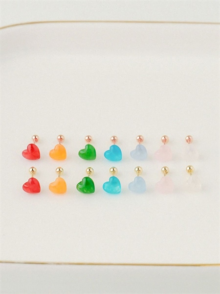 14K Quartz heart piercing