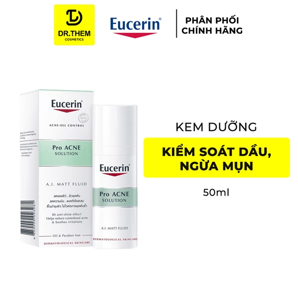 Kem Dưỡng Eucerin Pro Acne Solution A.I Matt Fluid Kiểm Soát Nhờn Ngừa Mụn 50ml