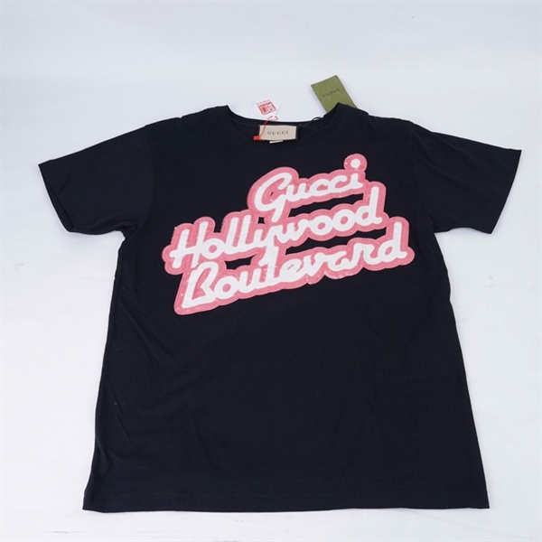 Áo thun GG đen chữ hồng (PN) KG+