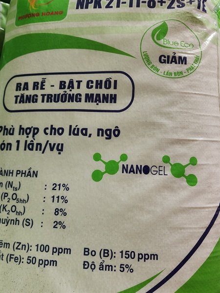 Phân Bón Kim Cương NPK 21-11-8+2S+TE( Bao25kg)