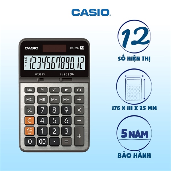 [CHÍNH HÃNG BITEX] Máy tính Casio AX-120B hiển thị 12 số